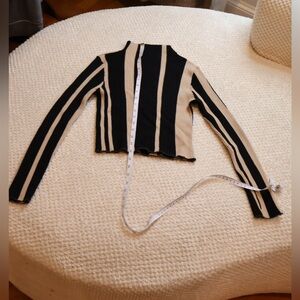 Striped Black and Tan Women's mock neck going out sweater